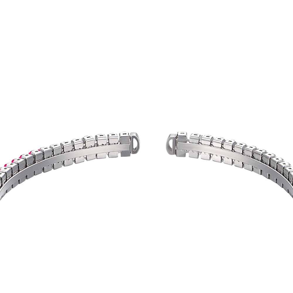 WOMEN'S STEEL BRACELET WITH FUCHSIA CRYSTALS