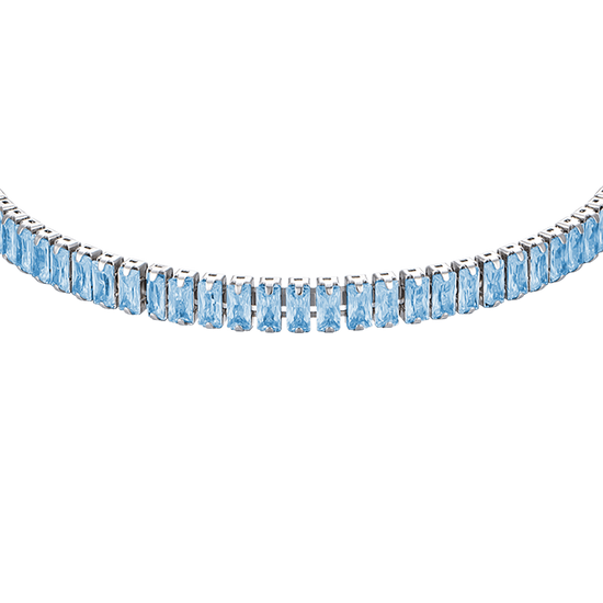 WOMEN'S STEEL BRACELET WITH BLUE CRYSTALS