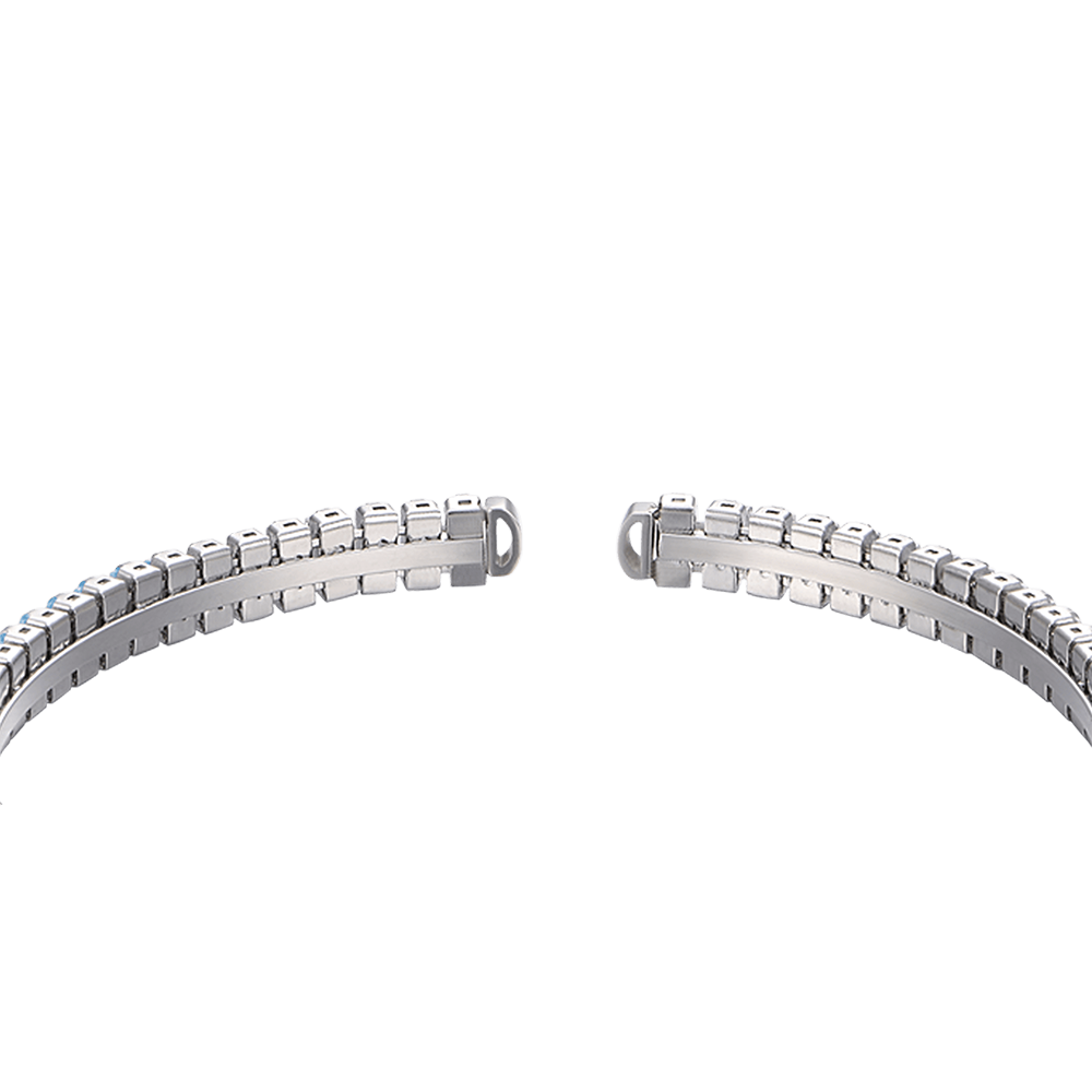 WOMEN'S STEEL BRACELET WITH BLUE CRYSTALS