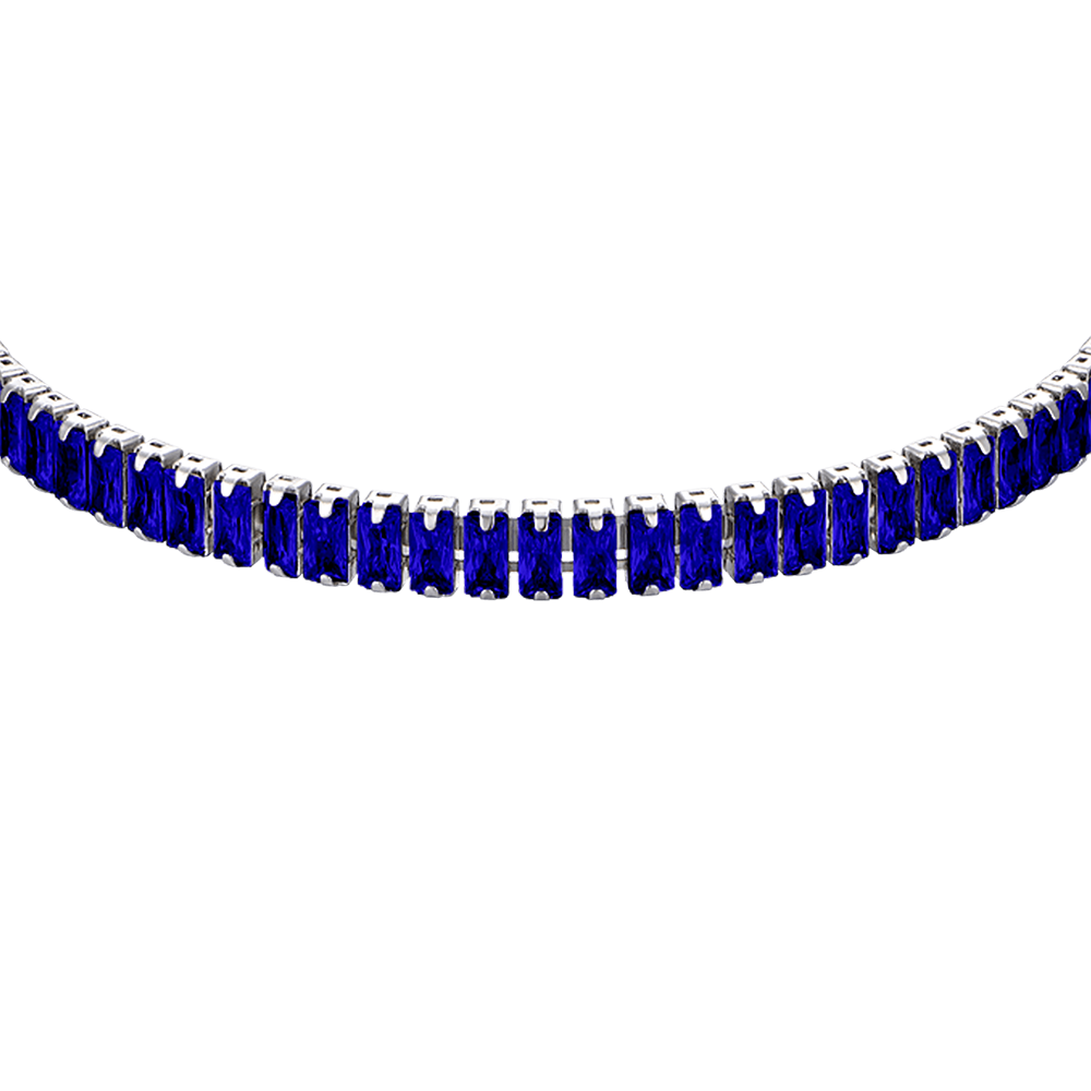 WOMEN'S STEEL BRACELET WITH BLUE CRYSTALS