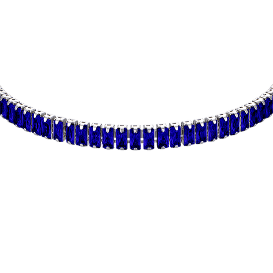 WOMEN'S STEEL BRACELET WITH BLUE CRYSTALS