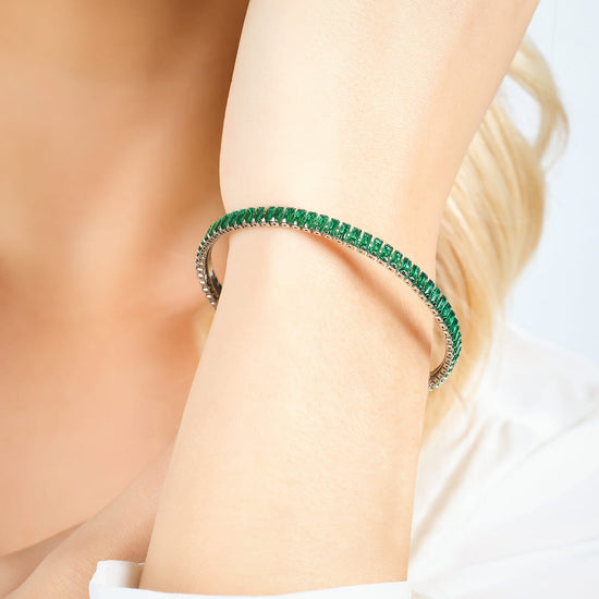 WOMAN'S BRACELET IN STEEL WITH GREEN CRYSTALS Luca Barra