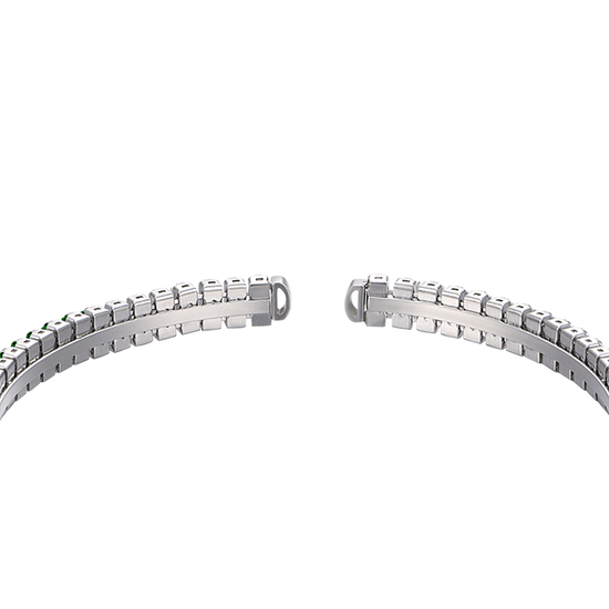 WOMEN'S STEEL BRACELET WITH GREEN CRYSTALS