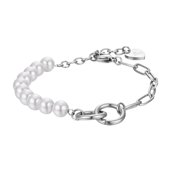 WOMAN'S BRACELET IN STEEL WITH WHITE PEARLS Luca Barra