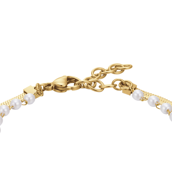 WOMEN'S STEEL BRACELET WITH WHITE PEARLS