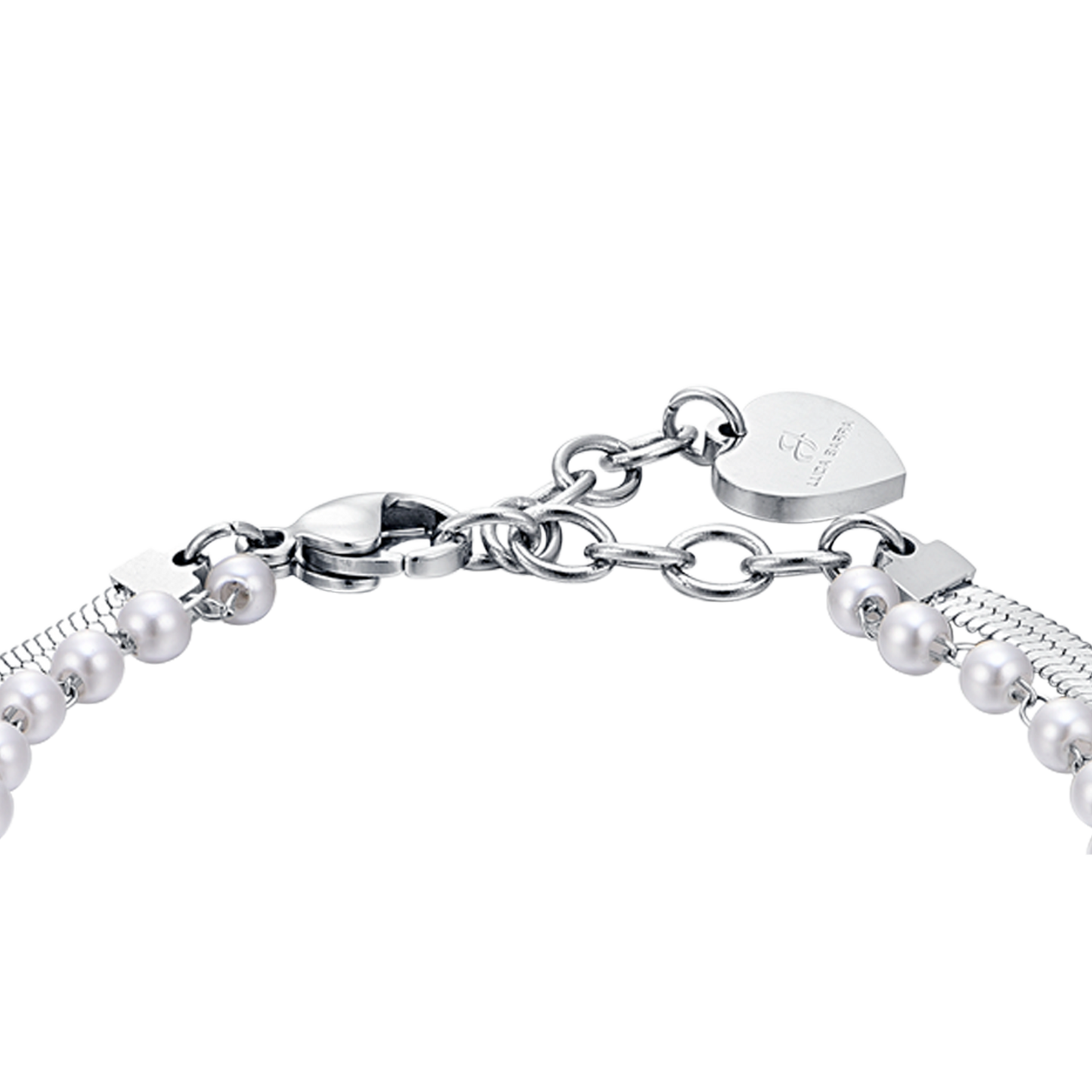 WOMAN'S BRACELET IN STEEL WITH WHITE PEARLS, STARS AND CRYSTALS Luca Barra