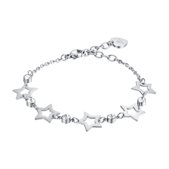 WOMAN'S BRACELET IN STAINLESS STEEL WITH TRANSFORATED STARS AND WHITE CRYSTALS Luca Barra