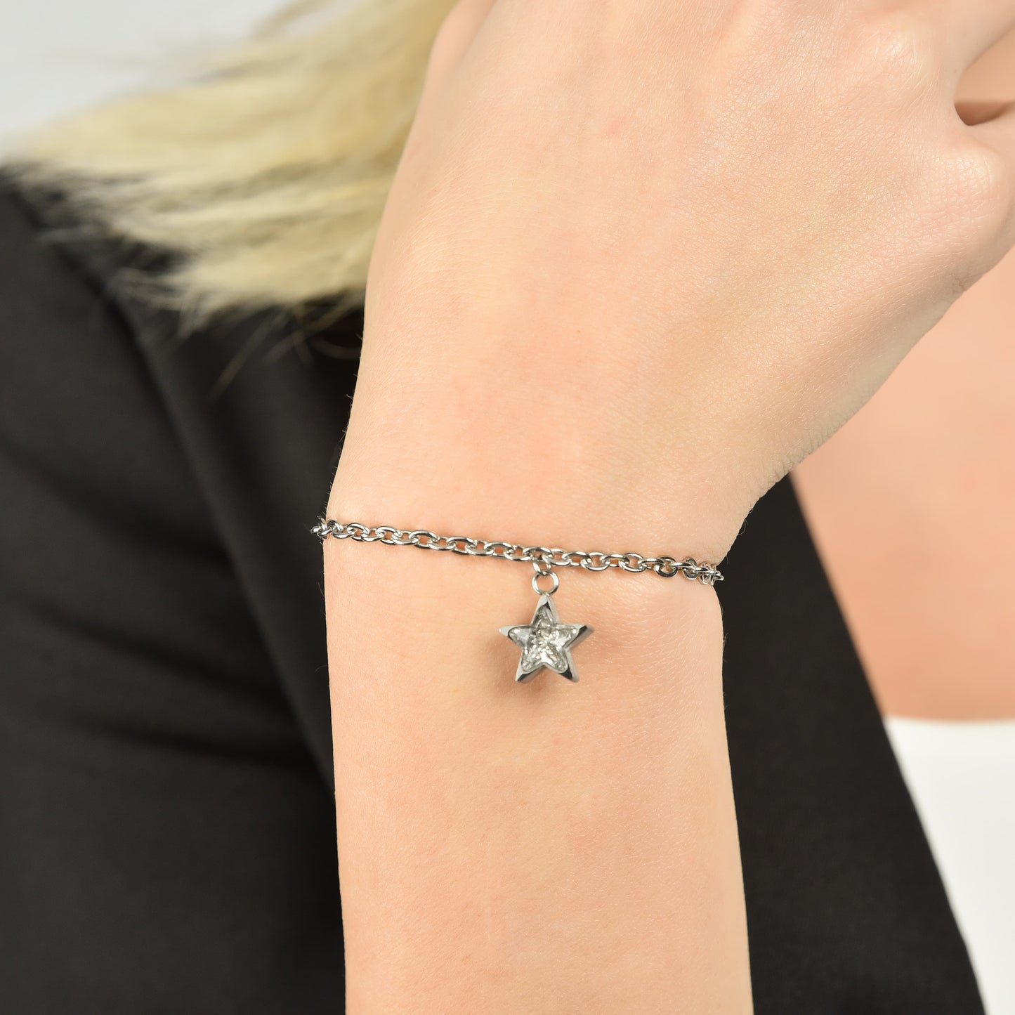 WOMAN'S BRACELET IN STAINLESS STEEL WITH STAR POINT LIGHT WHITE Luca Barra