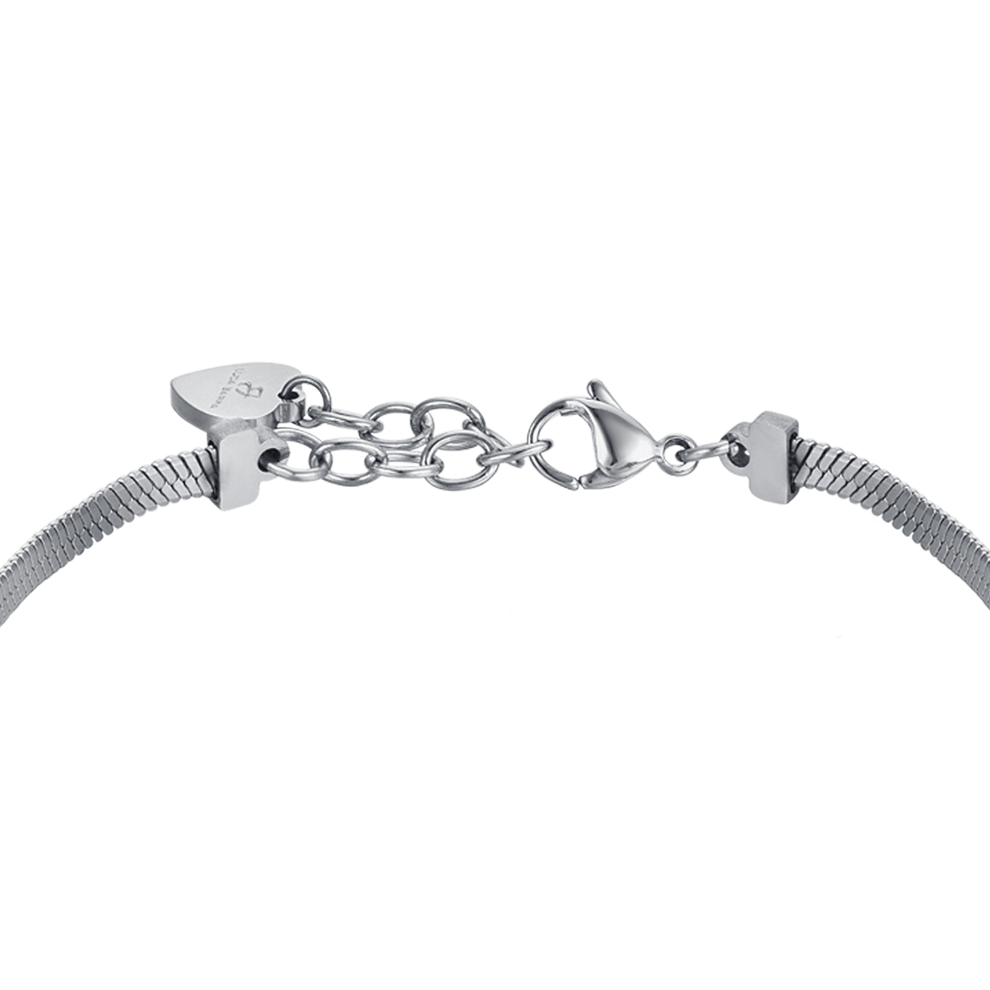 WOMEN'S SNAKE STEEL BRACELET WITH HEARTS WITH WHITE CRYSTALS