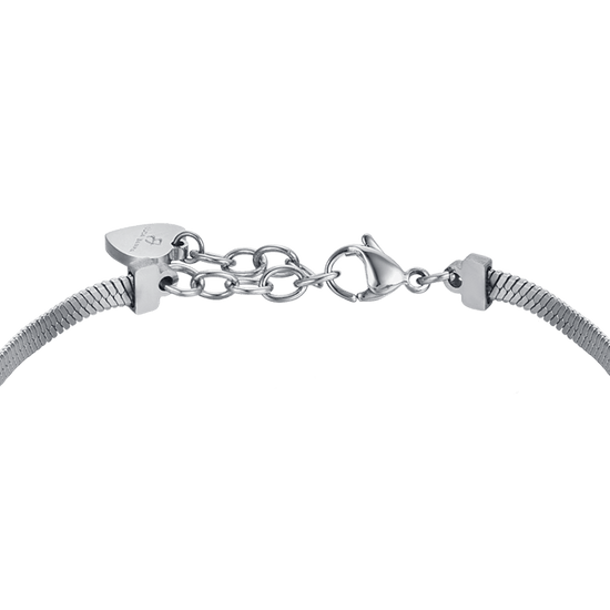 WOMEN'S SNAKE STEEL BRACELET WITH HEARTS WITH WHITE CRYSTALS