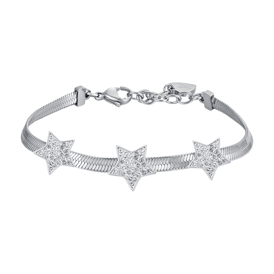 WOMEN'S SNAKE STEEL BRACELET WITH STARS WITH WHITE CRYSTALS