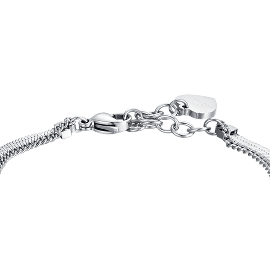 WOMEN'S STEEL CROSS BRACELET WITH WHITE CRYSTALS