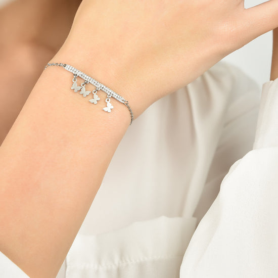 women's steel bracelet with butterfly charms luca barra