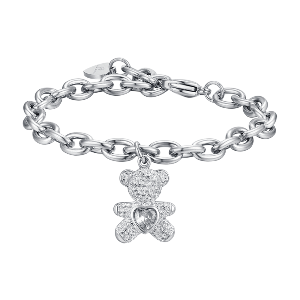 WOMAN'S BRACELET IN STEEL WITH BEARS WITH WHITE CRYSTALS Luca Barra