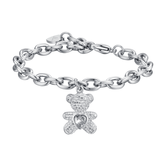 WOMAN'S BRACELET IN STEEL WITH BEARS WITH WHITE CRYSTALS Luca Barra