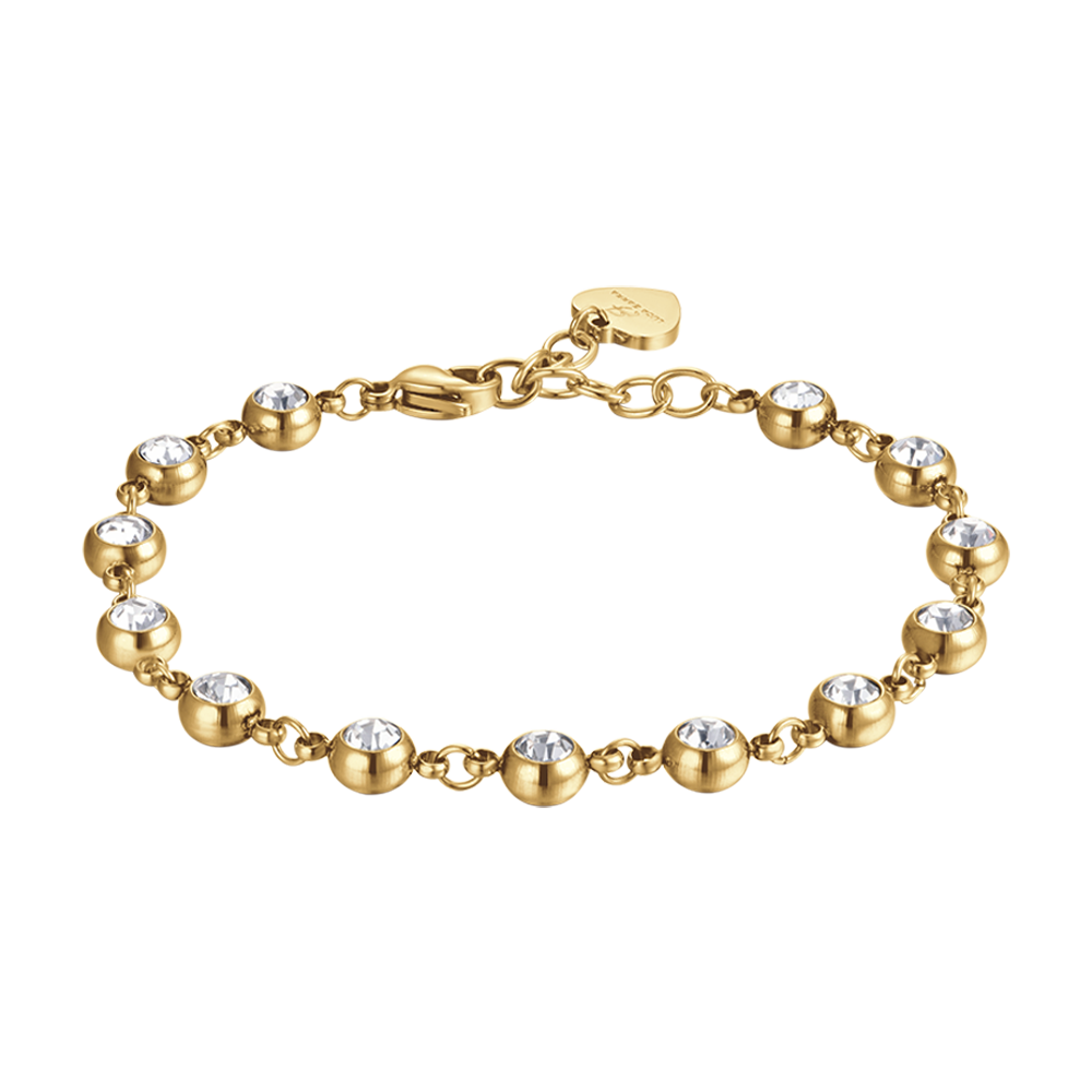 WOMAN'S BRACELET IN IP GOLD STEEL WITH WHITE CRYSTALS Luca Barra