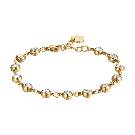 WOMAN'S BRACELET IN IP GOLD STEEL WITH WHITE CRYSTALS Luca Barra