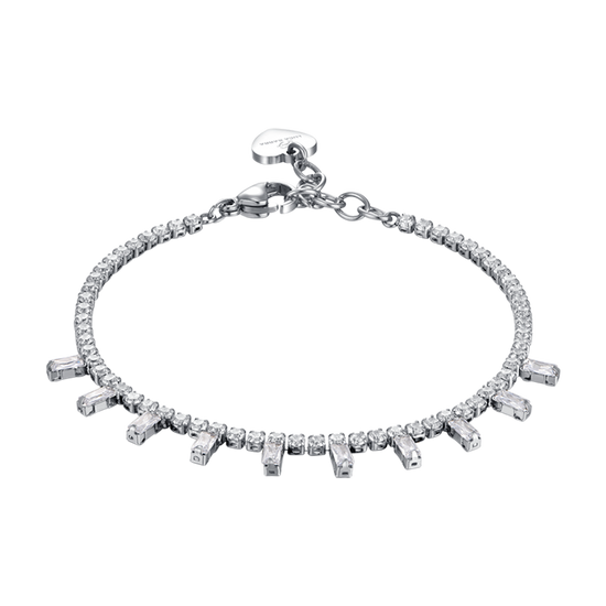 WOMEN'S STEEL BRACELET WITH WHITE CRYSTALS
