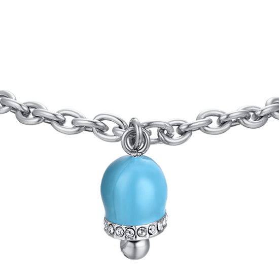 WOMEN'S STEEL BELL BRACELET WITH TURQUOISE ENAMEL AND CRYSTALS