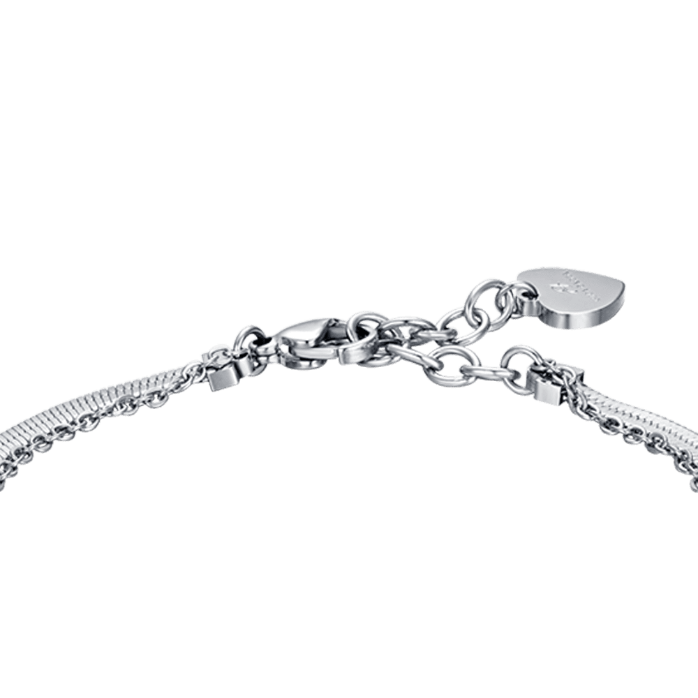 WOMEN'S STEEL LOTUS FLOWER BRACELET WITH WHITE CRYSTALS