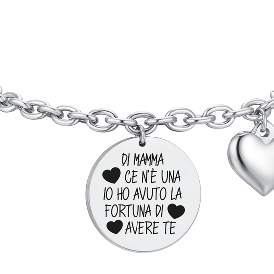 BRACCIALE DONNA IN ACCIAIO DI MAMMA CE N'È UNA IO HO AVUTO LA FORTUNA DI AVERE