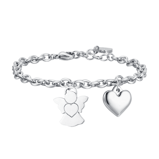 WOMAN'S STEEL BRACELET WITH ANGEL AND CHARM HEART Luca Barra