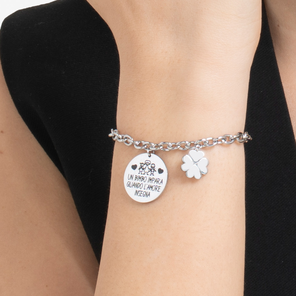 WOMEN STEEL BRACELET A CHILD LEARNS WHEN LOVE TEACHES