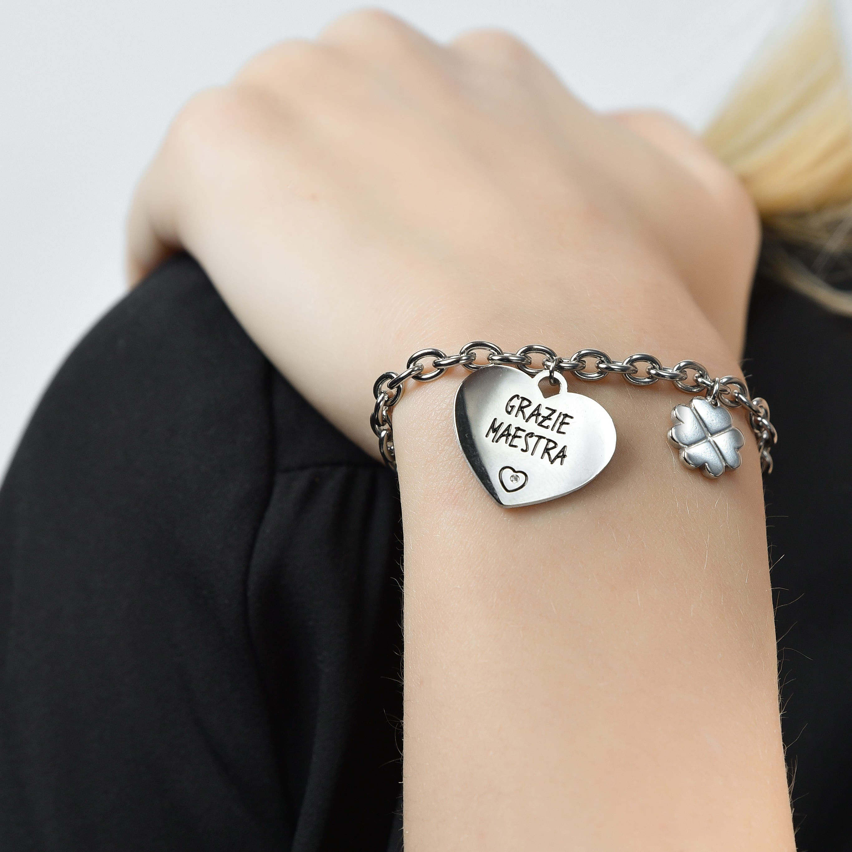 BRACCIALE DONNA IN ACCIAIO GRAZIE MAESTRA