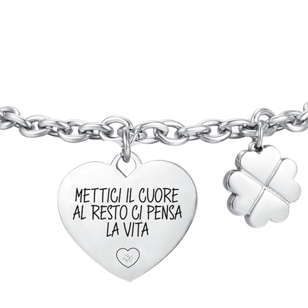 BRACCIALE DONNA IN ACCIAIO METTICI IL CUORE AL RESTO CI PENSA LA VITA Luca Barra