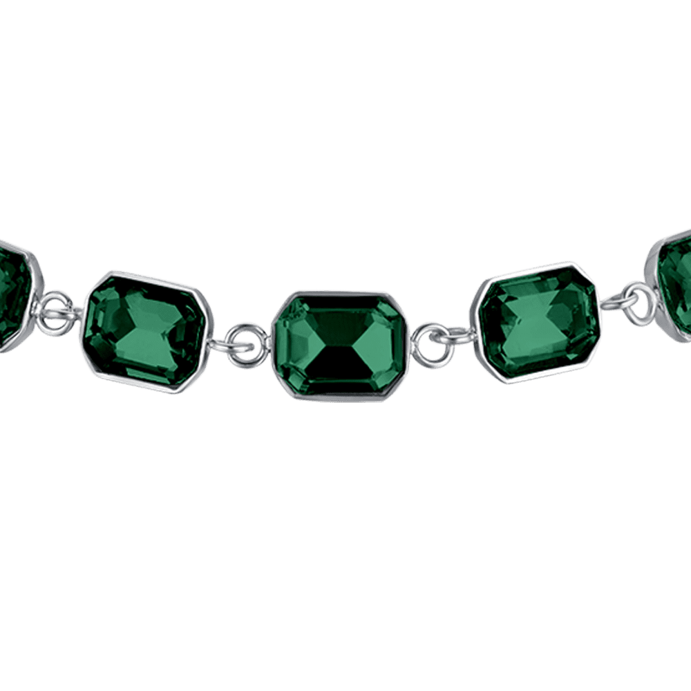 WOMEN'S STEEL BRACELET WITH GREEN CRYSTALS