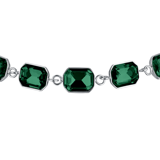 WOMEN'S STEEL BRACELET WITH GREEN CRYSTALS
