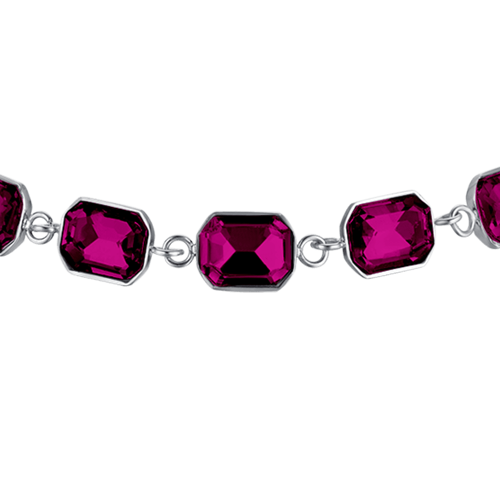 WOMEN'S STEEL BRACELET WITH FUCHSIA CRYSTALS