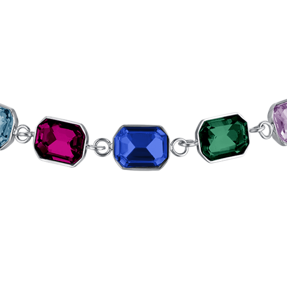 WOMEN'S STEEL BRACELET WITH MULTICOLOR CRYSTALS