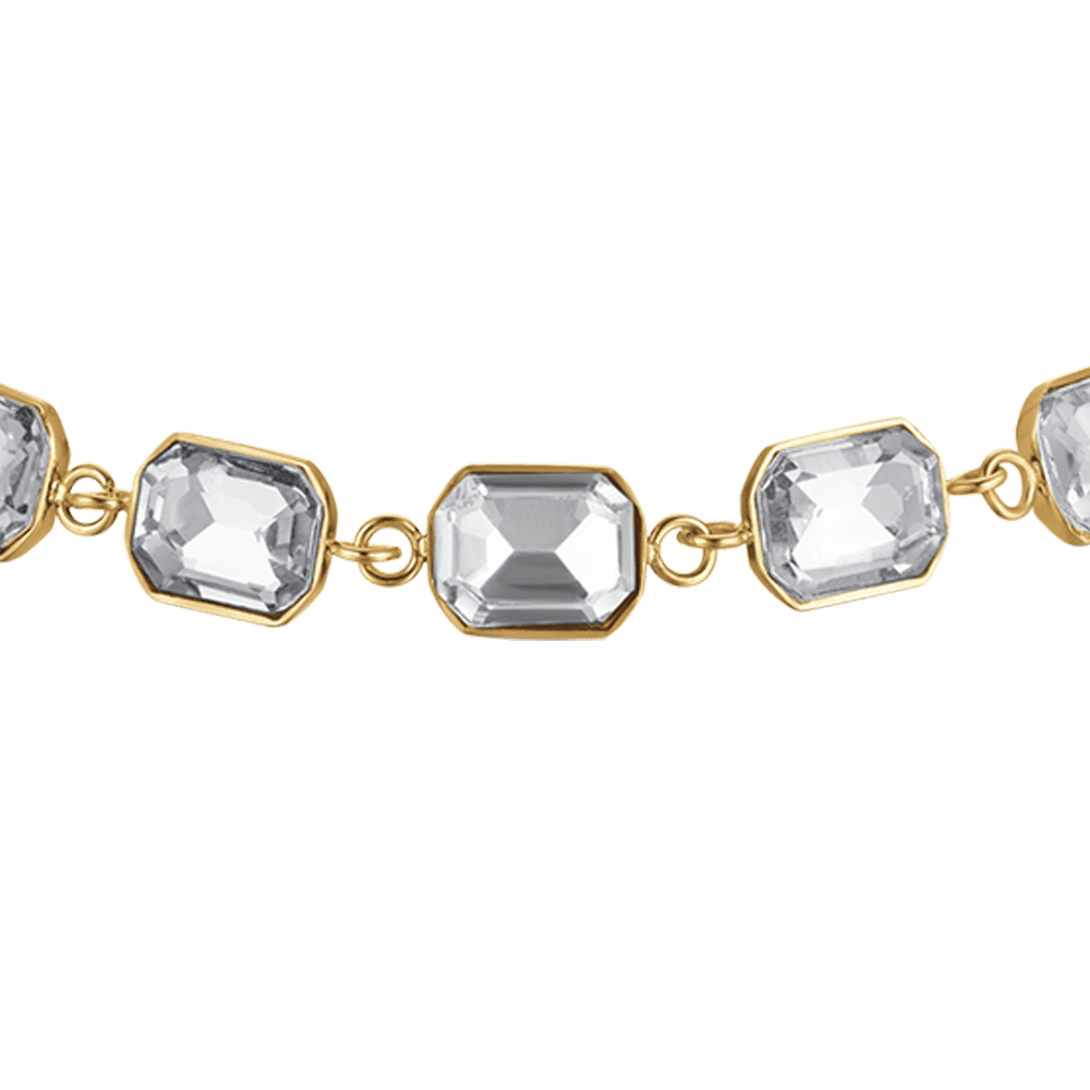 IP GOLD STEEL WOMEN'S BRACELET WITH WHITE CRYSTALS