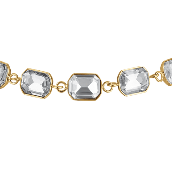 IP GOLD STEEL WOMEN'S BRACELET WITH WHITE CRYSTALS