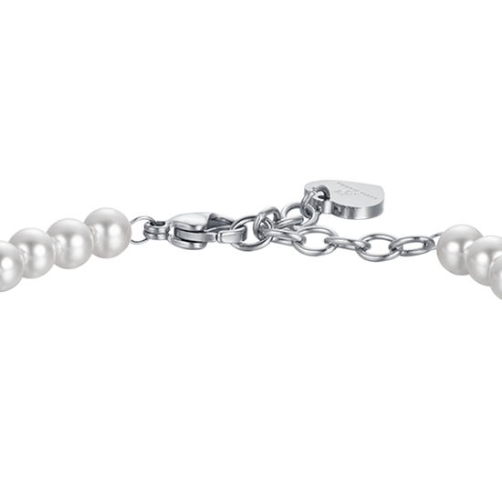 WOMEN'S STEEL BRACELET WITH PEARLS AND STEEL ELEMENTS