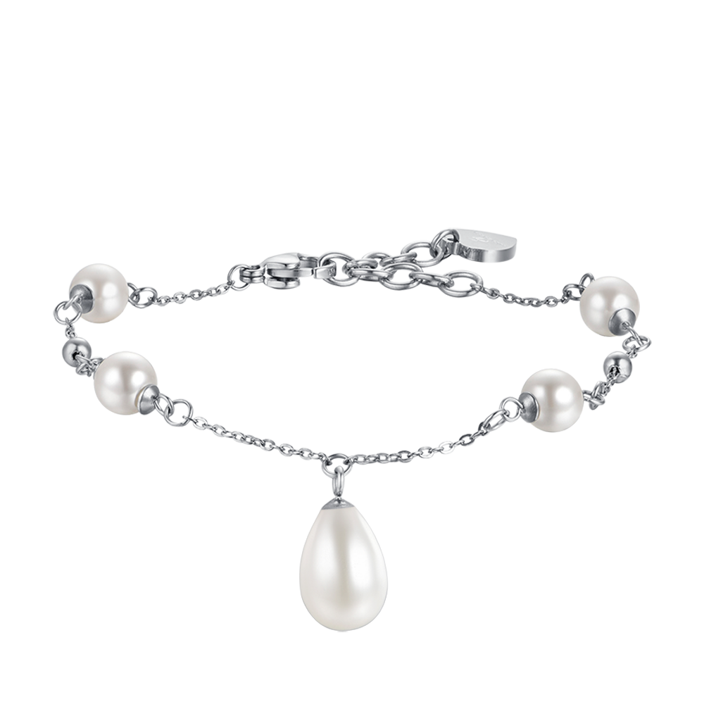 WOMAN'S BRACELET IN STEEL WITH PEARLS Luca Barra