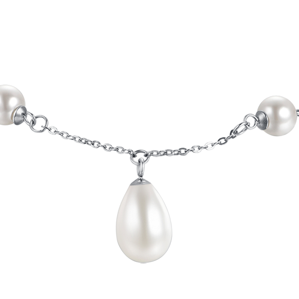 WOMEN'S STEEL BRACELET WITH PEARLS
