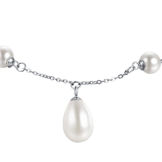 WOMEN'S STEEL BRACELET WITH PEARLS