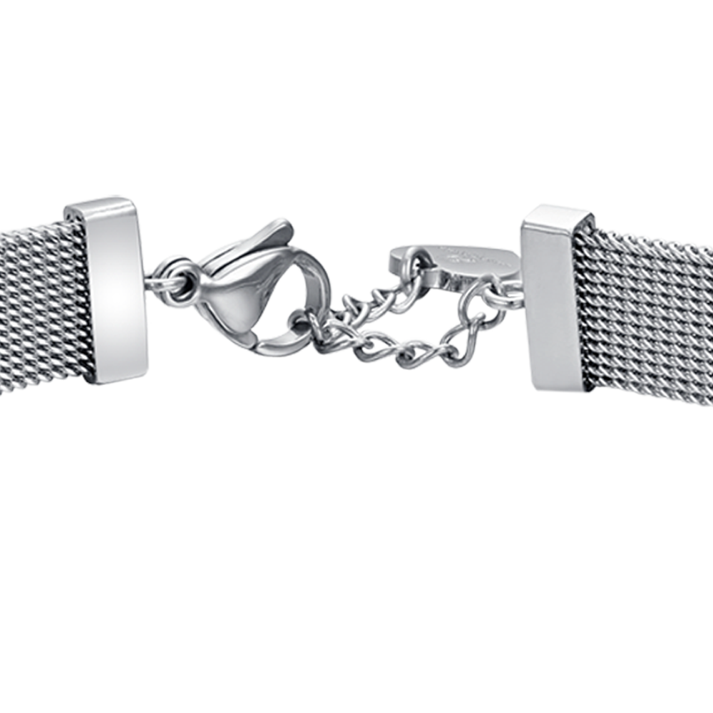 MILANO LINK STEEL WOMEN'S HEART BRACELET WITH WHITE CRYSTALS