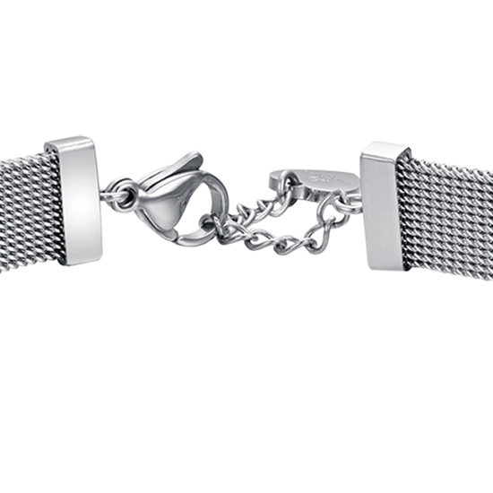 MILANO LINK STEEL WOMEN'S HEART BRACELET WITH WHITE CRYSTALS