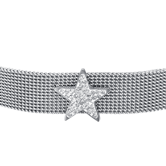MILANO STEEL MESH WOMEN'S BRACELET WITH STAR WITH WHITE CRYSTALS