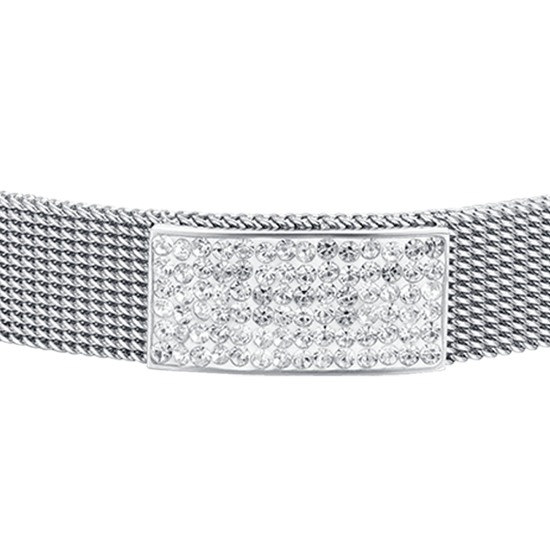 Upload image to Gallery WOMAN'S MILAN KNITTED STEEL BRACELET WITH ELEMENT WITH WHITE CRYSTALS
