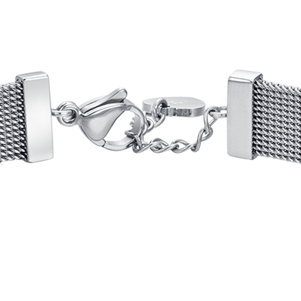 MILAN MESH STEEL WOMEN'S BRACELET WITH WHITE CRYSTAL ELEMENT