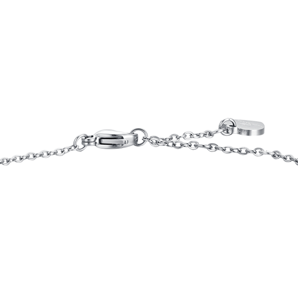 WOMEN'S STEEL HEART BRACELET WITH WHITE CRYSTALS