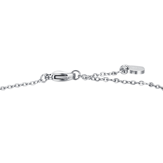 WOMEN'S STEEL HEART BRACELET WITH WHITE CRYSTALS