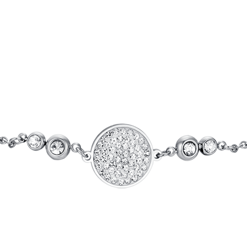 WOMEN'S STEEL BRACELET WITH WHITE CRYSTAL ELEMENT