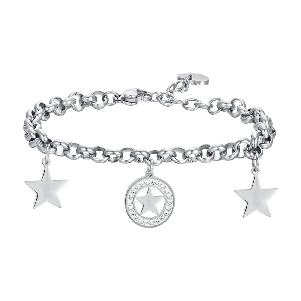 WOMAN'S BRACELET IN STEEL WITH STARS AND WHITE CRYSTALS Luca Barra