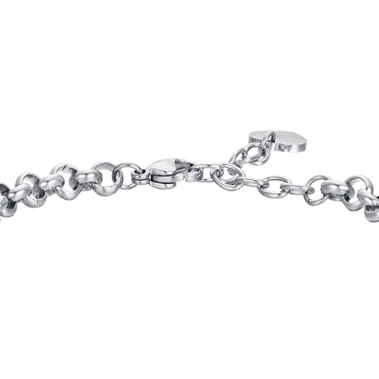 WOMEN'S STEEL BRACELET WITH HEARTS AND WHITE CRYSTALS