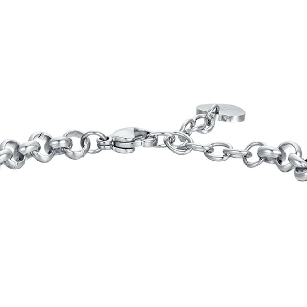 WOMEN'S STEEL BRACELET WITH TREE OF LIFE AND WHITE CRYSTALS